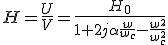 3$ H=\frac{U}{V}=\frac{H_0}{1+2j\alpha \frac{w}{w_c}-\frac{w^2}{w_c^2}}